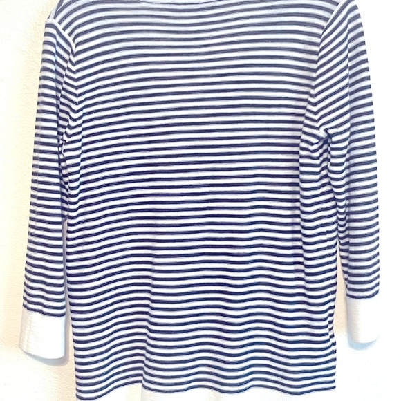 NWT - Loft Navy Blue Striped Top w/Tassels - Size Small - Picture 4 of 6